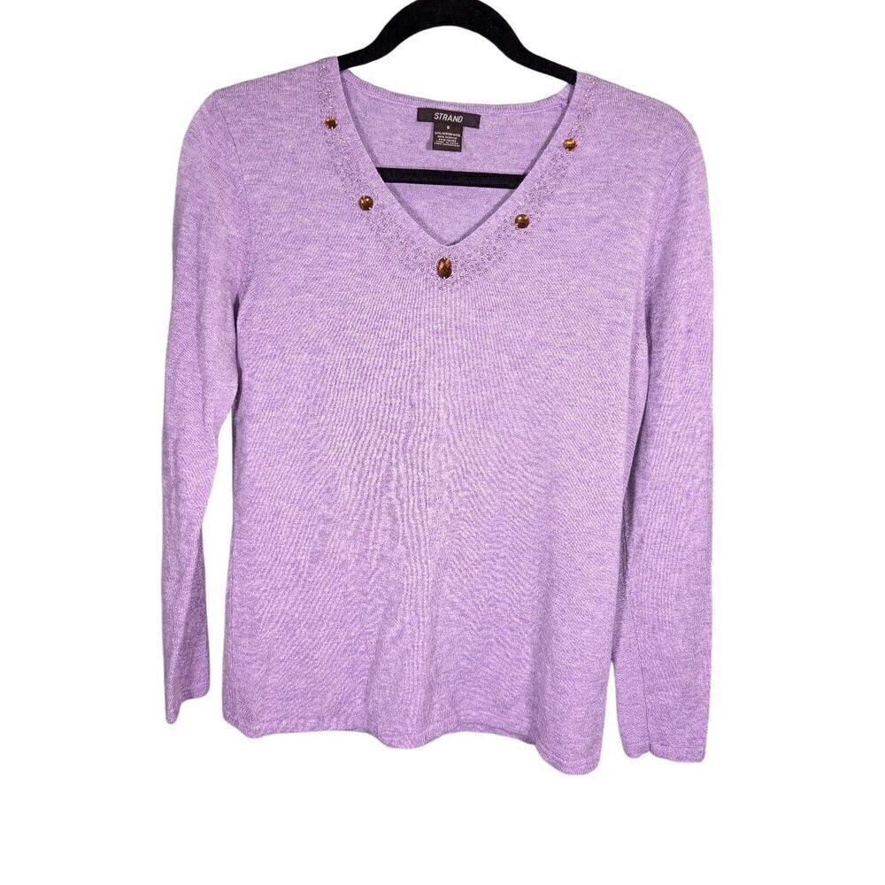 Strand V-Neck Purple/Pink Long Sleeve Sweater Women's Small